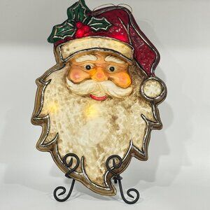 Brite Star Santa Clause Face Head LED Lighted Battery Operated Christmas Decor